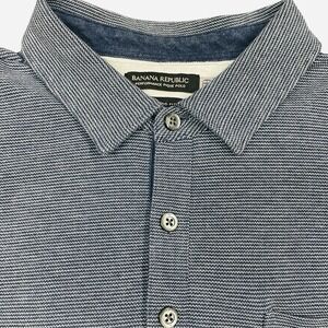 Banana Republic Performance Pique Polo, Blue/White Microstripe, Men's XL